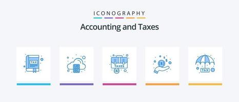 pacote de ícones de impostos azul 5, incluindo dinheiro. mão. calcular. caso. Bagagem. design de ícones criativos vetor