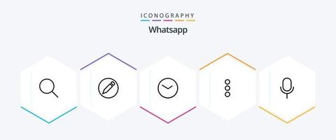 pacote de ícones de 25 linhas do whatsapp, incluindo interface do usuário. microfone. assistir. microfone. telefone vetor