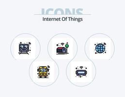 internet das coisas linha cheia de ícone pack 5 design de ícone. carro. trocar. inteligente. inteligente. batimento cardiaco vetor