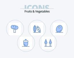 frutas e legumes azul icon pack 5 design de ícone. Oliva. orgânico. gastronomia. saúde alimentar. culinária vetor