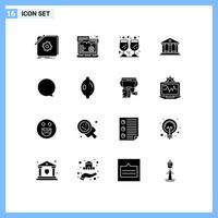 16 sinais de glifos sólidos universais símbolos de construção de opção de dinheiro do instagram dia de graças elementos de design de vetores editáveis