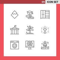 9 ícones criativos sinais e símbolos modernos de colunas de formatura do tribunal de bordo acrópole elementos de design de vetores editáveis