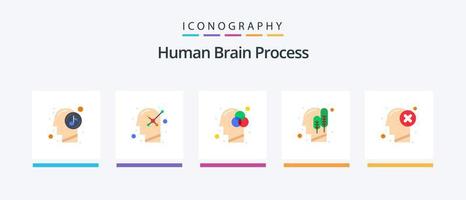pacote de ícones plano de processo do cérebro humano 5, incluindo falha. lógico. criatividade. humano. ecologia. design de ícones criativos vetor