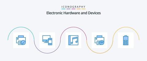 pacote de ícones de dispositivos azuis 5, incluindo gadget. computadores. pc. músicas. música vetor