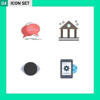 conjunto de 4 sinais de símbolos de ícones de interface do usuário modernos para elementos de design de vetores editáveis de visão de negócios de discurso de bolha
