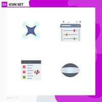 pacote de linha vetorial editável de 4 ícones planos simples de tecnologia de codificação de imagem preferências da web desenvolvimento de elementos de design vetorial editável vetor