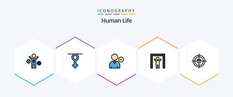 pacote de ícones humanos de 25 linhas preenchidas, incluindo recrutamento. negócios. humano. segurança. scanner humano vetor