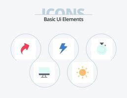 elementos básicos da interface do usuário plana ícone pack 5 design de ícone. cronômetro. camposs. seta. elétrico. poder vetor