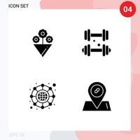 4 ícones criativos sinais modernos e símbolos de pílulas de conexão de aptidão médica flor elementos de design de vetores editáveis