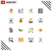 16 ícones criativos, sinais e símbolos modernos do pacote editável de servidor de fivela de inicialização de boné de chapéu de elementos de design de vetores criativos