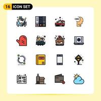 16 interface de usuário pacote de linha cheia de cores planas de sinais e símbolos modernos de alarme de bebida brian truck elementos de design de vetores criativos editáveis