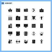 conjunto moderno de 25 glifos e símbolos sólidos, como elementos de design de vetores editáveis de navegação de bolsa de celebração turística em casa
