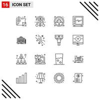 conjunto de 16 sinais de símbolos de ícones de interface do usuário modernos para pagamento de saúde médica elementos de design de vetores editáveis de planta de batida