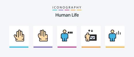 linha humana cheia de 5 ícones incluindo usuário. humano. discurso. cavalheiro. humano. design de ícones criativos vetor
