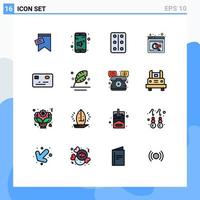 pacote de interface do usuário de 16 linhas básicas de cores planas preenchidas de pastilhas de cartão de crédito de pagamento trabalho on-line elementos de design de vetores criativos editáveis on-line