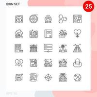 pacote de linha vetorial editável de 25 linhas simples de responsabilidade do hexágono de cuidado da ciência espacial elementos de design vetorial editável vetor