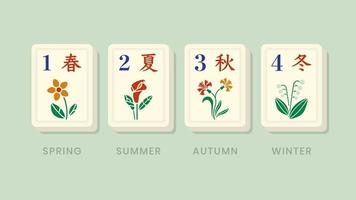 peças de bônus florais das estações de mahjong