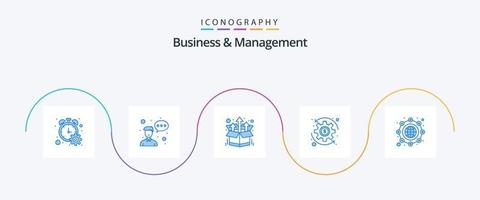 pacote de ícones azul 5 de negócios e gerenciamento, incluindo marketing. global. pacote. fortuna. moeda vetor