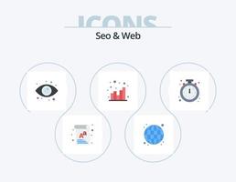 seo e web flat icon pack 5 design de ícones. alerta. rede. olho. seo. análise vetor