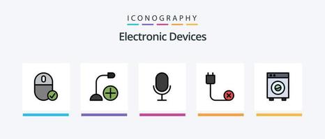 linha de dispositivos cheia de 5 ícones, incluindo grande. microfone. fones de ouvido. hardware. dispositivos. design de ícones criativos vetor