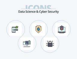 ciência de dados e linha de segurança cibernética cheia de ícones do pacote 5 design de ícones. chave. segurança. senha. louck. computador portátil vetor