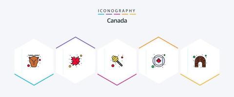 Canadá 25 pacote de ícones de linha preenchida, incluindo glace. Canadá. dipper. bandeira. Canadá vetor