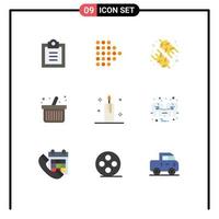 conjunto de 9 sinais de símbolos de ícones de interface do usuário modernos para decoração de natal, compras de natal saudáveis, elementos de design de vetores editáveis