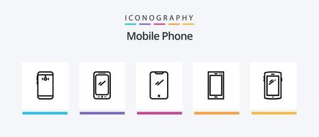 pacote de ícones da linha 5 do telefone móvel, incluindo . android... design de ícones criativos vetor