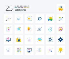 ciência de dados 25 pacote de ícones de cores planas, incluindo gráfico. dados. refazer. grandes dados. visualizar vetor