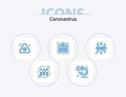 design de ícones do pacote de ícones azuis de coronavírus 5. vírus. pesquisar. vírus. livro. alerta vetor