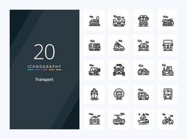 20 ícone de contorno de transporte para apresentação vetor