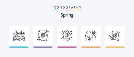 pacote de ícones da linha 5 da primavera, incluindo planta. amentilhos. semente. semente crescendo. folha. design de ícones criativos vetor
