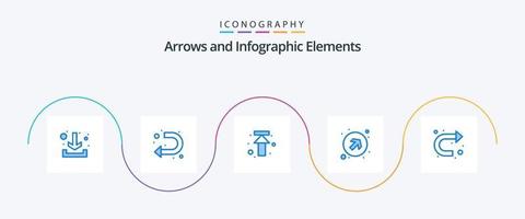 pacote de ícones de seta azul 5, incluindo u turn. seta. Setas; flechas. para cima. Setas; flechas vetor