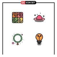4 ícones criativos sinais modernos e símbolos de elementos de design de vetores editáveis de laboratório de primavera de tampa de pérola de dieta