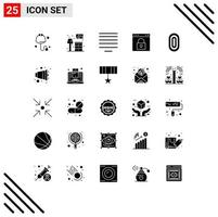 25 ícones criativos sinais modernos e símbolos de ornamento centro de adorno bloqueio de senha elementos de design vetoriais editáveis vetor