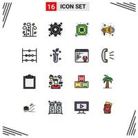 16 ícones criativos, sinais e símbolos modernos de promoção de ábaco de matemática de tubo, elementos de design de vetores criativos editáveis