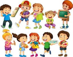 grupo de crianças personagem de desenho animado vetor