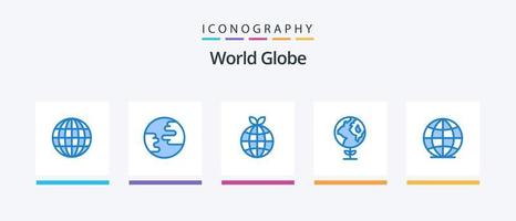 pacote de ícones do globo azul 5, incluindo . globo. mundo. global. design de ícones criativos vetor