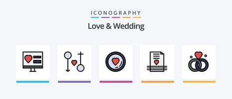 linha de amor e casamento cheia de 5 ícones incluindo amante. calendário. casamento. casamento. lua de mel. design de ícones criativos vetor