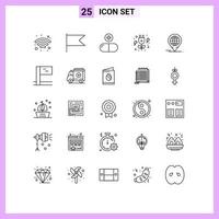 25 ícones criativos, sinais modernos e símbolos de bandeira, pílulas globais, fórum, poder, elementos de design de vetores editáveis