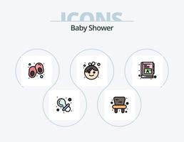 linha de chá de bebê cheia de ícones pack 5 design de ícones. . recém-nascido. trem. roupas. sapato vetor