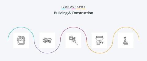 construção e construção de linha 5 pacote de ícones incluindo pincel. balde. construção. pintar. ferramenta vetor