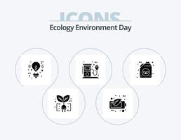 ecologia glifo ícone pack 5 design de ícone. bio. bombear. lâmpada. óleo. eco vetor