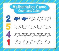 contagem de jogos de matemática e planilha de cores para o aluno vetor