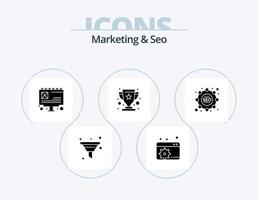 marketing e ícone de glifo seo pack 5 design de ícone. . estratégia. anúncio. seo. ganhador vetor