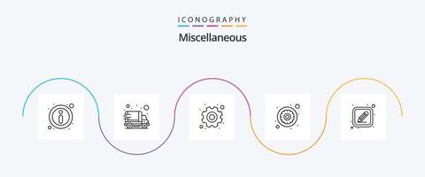 pacote de ícones diversos da linha 5, incluindo caneta. engrenagem. configurar. gerenciar vetor