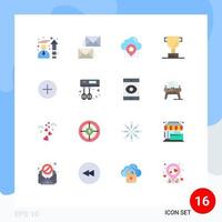 conjunto moderno de 16 cores planas e símbolos, como contato twitter localização esporte gps pacote editável de elementos de design de vetores criativos