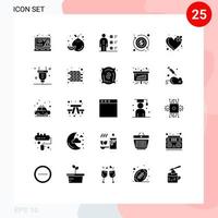 25 conceito de glifo sólido para sites móveis e aplicativos, habilidades de seta de separação, dinheiro, elementos de design de vetores editáveis profissionais