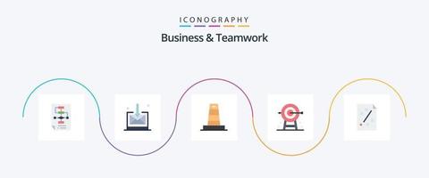 pacote de ícones plana de 5 negócios e trabalho em equipe, incluindo planejamento. corporativa. negócios. sob vetor