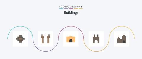 Pacote de ícones de 5 edifícios planos, incluindo . fábrica. vetor